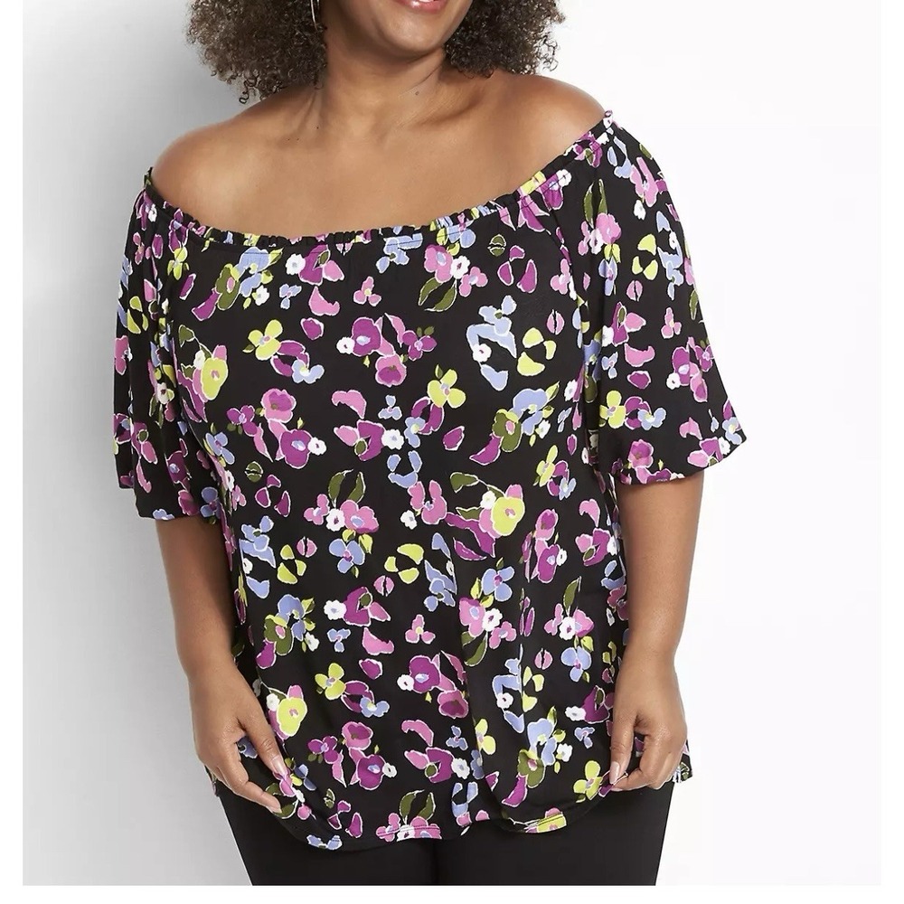 Lane Bryant Women's‎ Puff-Sleeve Off-The-Shoulder Swing Top Sz 26/28 New